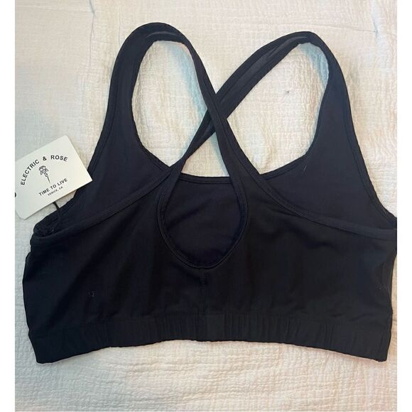 New Electric & Rose Criss Cross Mesh Sports Bra Top - Picture 1 of 5